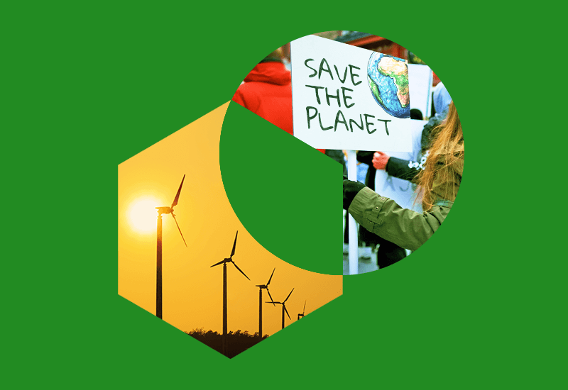 A climate protest sign reads "save the planet"